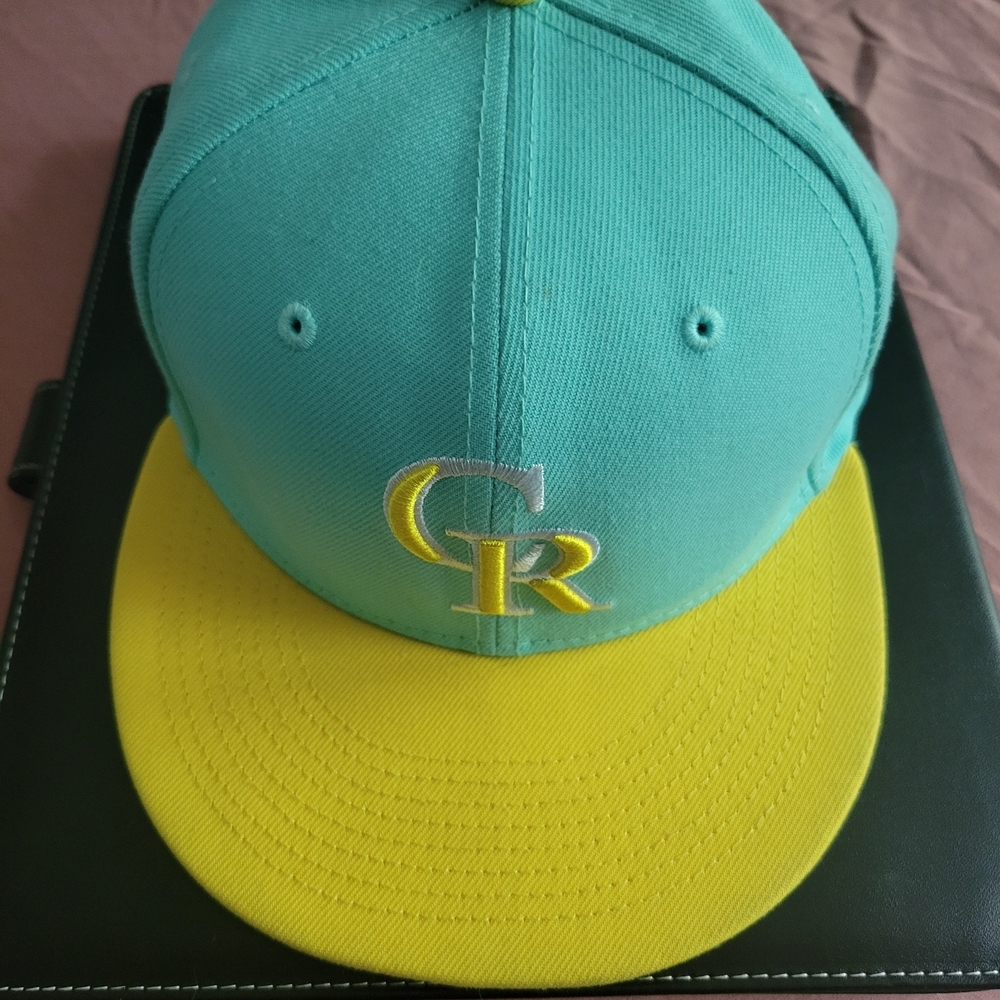 New Era Turquoise and Lime Men's Cap Colorado Rockies